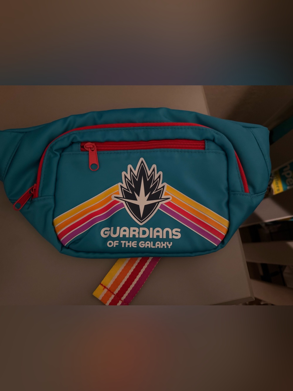 Teal Sling Bag with Rainbow Stripe